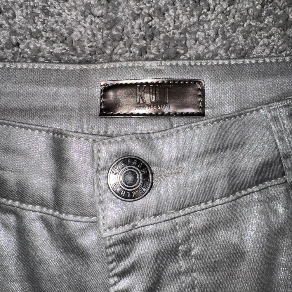 Kut from the Kloth Charlize Fab Ab Cigarette Leg Jeans Sz 10 Silver Metallic NEW - Picture 4 of 12